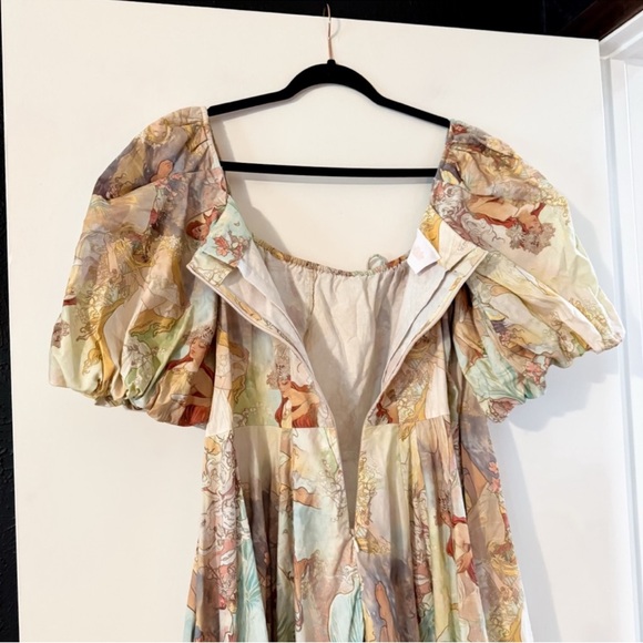 Selkie The Mucha Day Dress Alphonse Mucha Print Midi Size XL - Picture 4 of 12